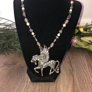Stunning Pegasus necklace covered in jewels!